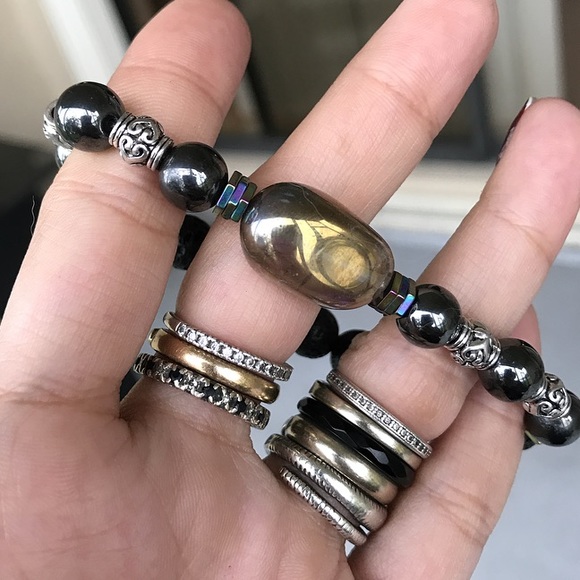 Genuine Titanium aura crystal lava rock bracelet - Picture 2 of 8